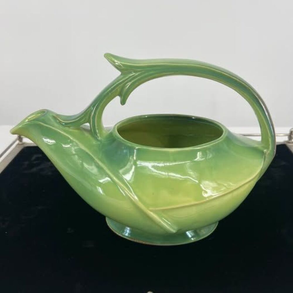 Vintage McCoy USA Green Leaf Pitcher Watering Can Art Pottery MCM